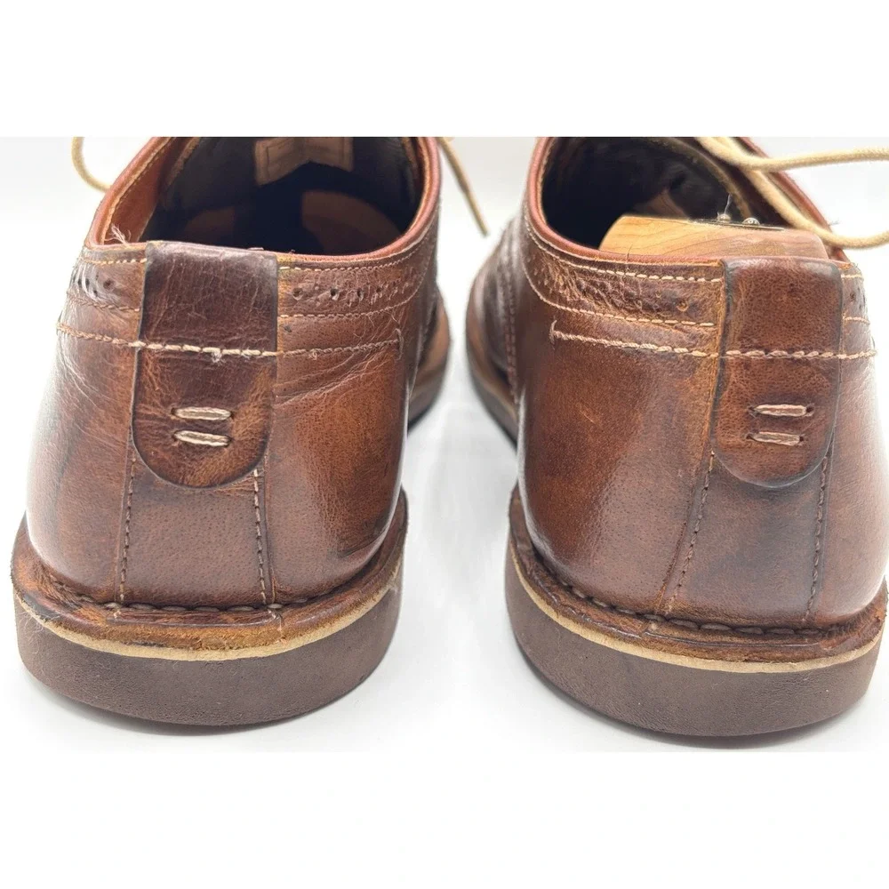 Steve Madden Men's Brn Leather Wingtip Derby Dress Shoes Brogue Business Casual